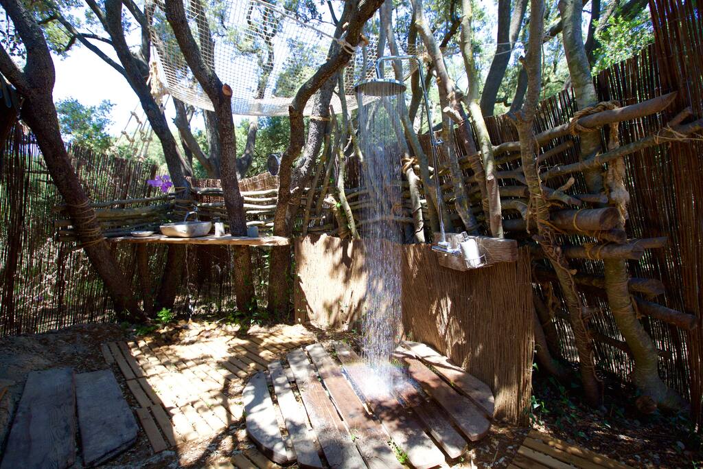 Outside solar shower and bathroom