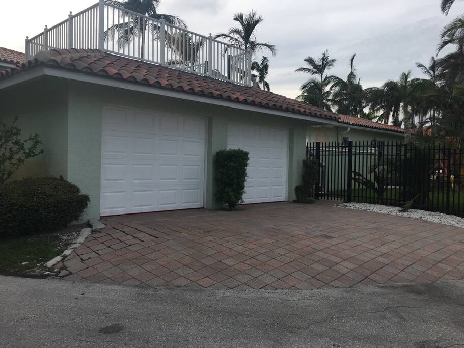 The garage and driveway where parking is available for AirBnB guests