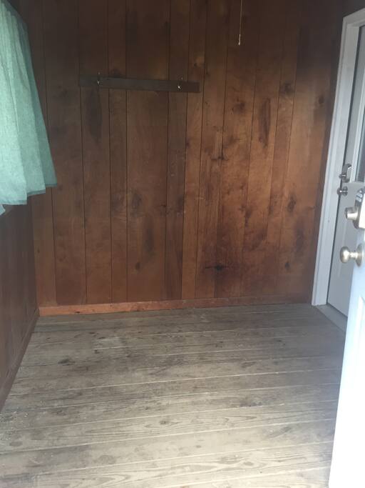 Mud room with ample space for keeping gear inside overnight.