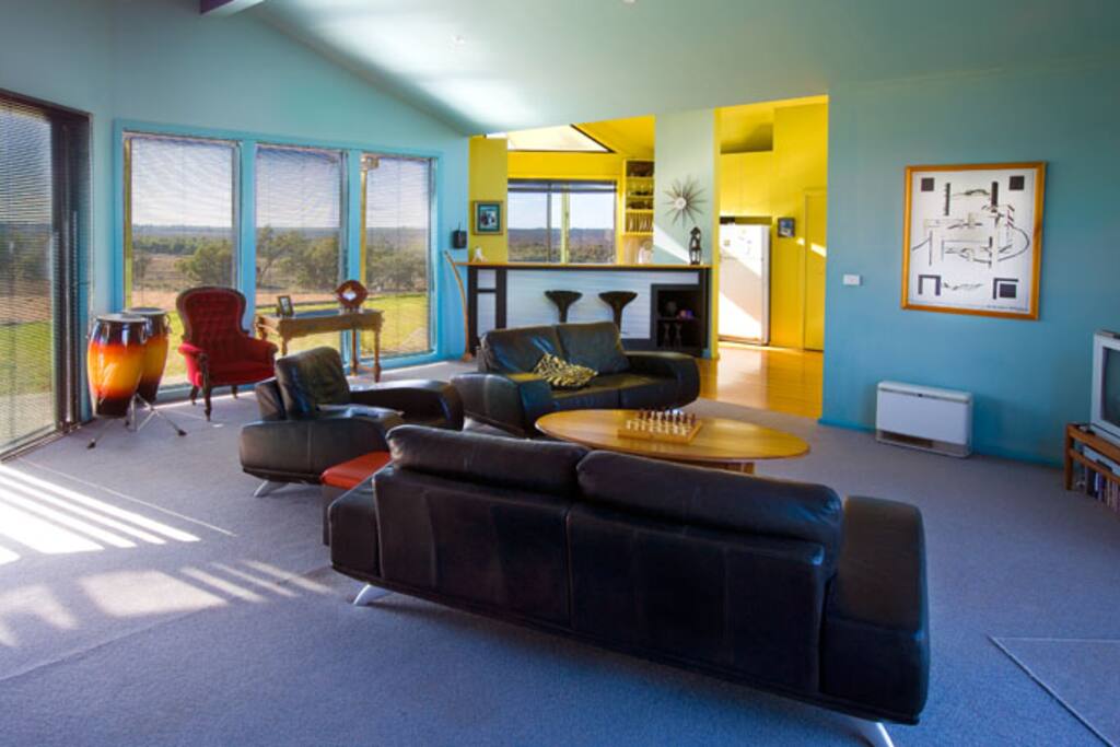The lounge area, opening to space and light