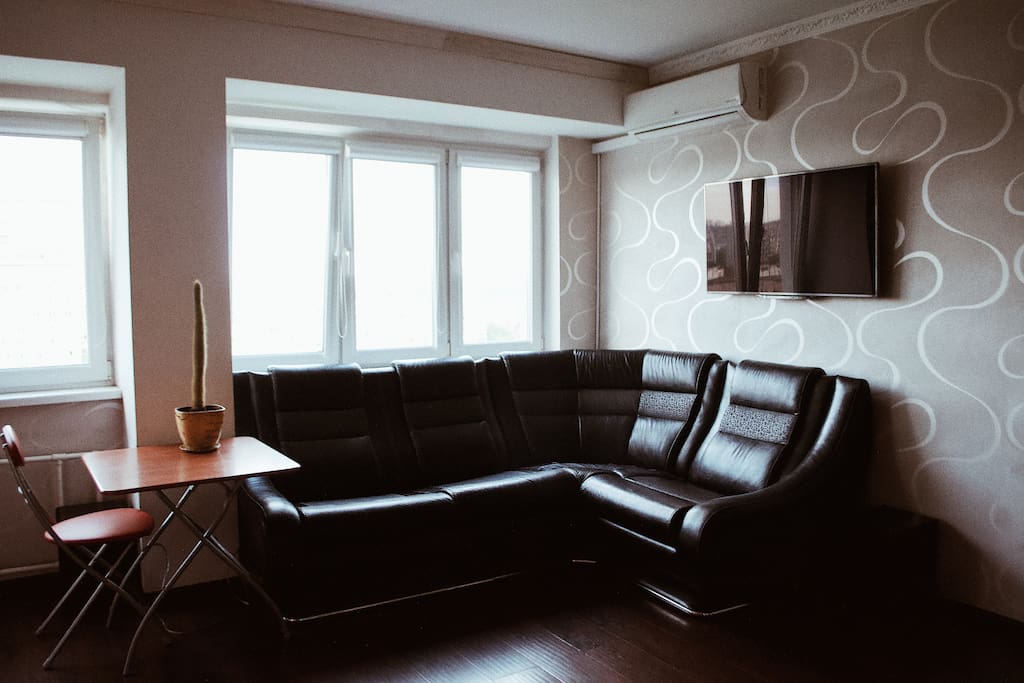 Living Room / Convertible studio couch up to 2 sleeping spots