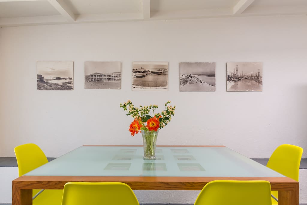 Dining room featuring vintage pictures of Playa del Rey