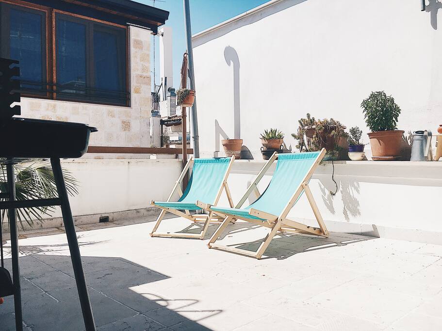 Terrace and sunbeds