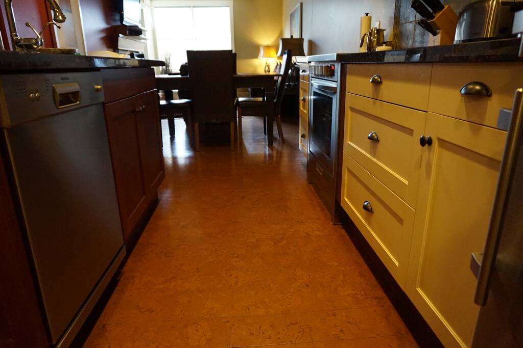 High end cork flooring feels luxurious and looks fantastic!