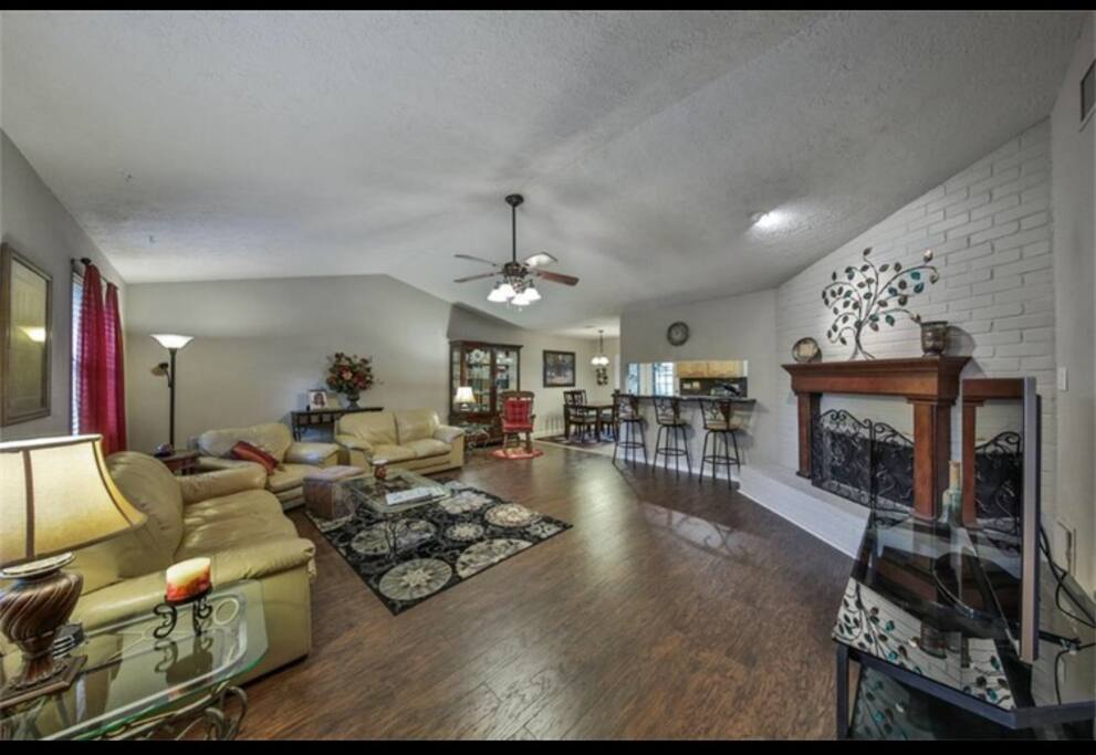 Fireplace in living room - redecoration in progress