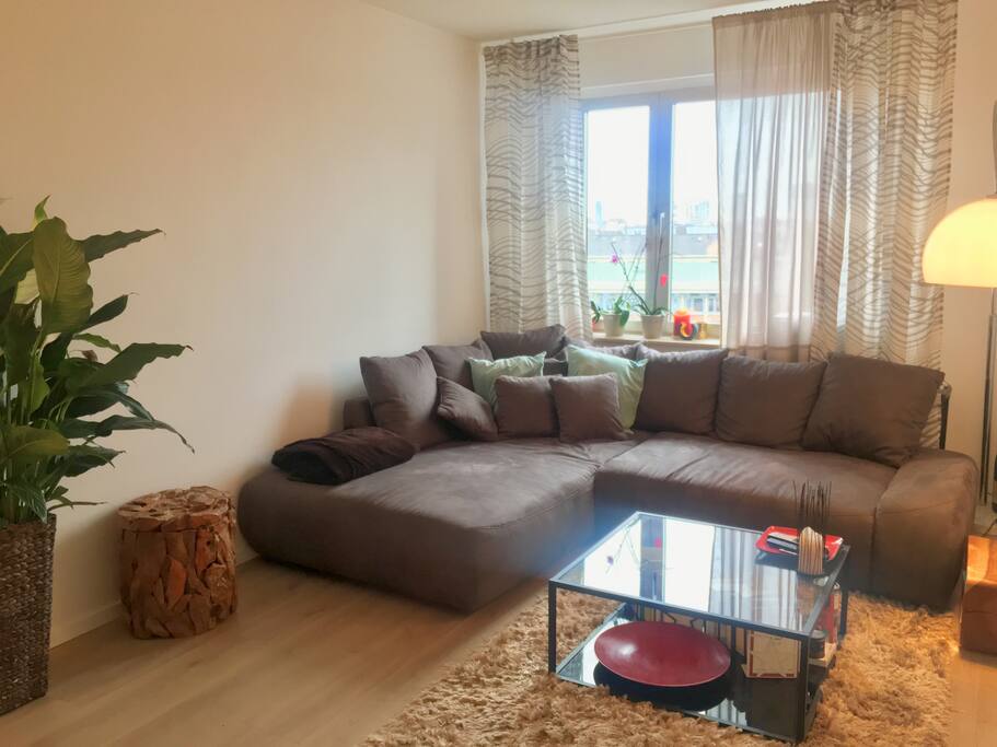 Großzügiges Wohnzimmer mit Schlafcouch