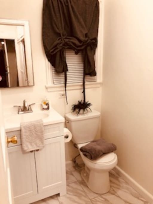 New vanity, new flooring and freshly painted bathroom. Tub/shower with great water pressure.