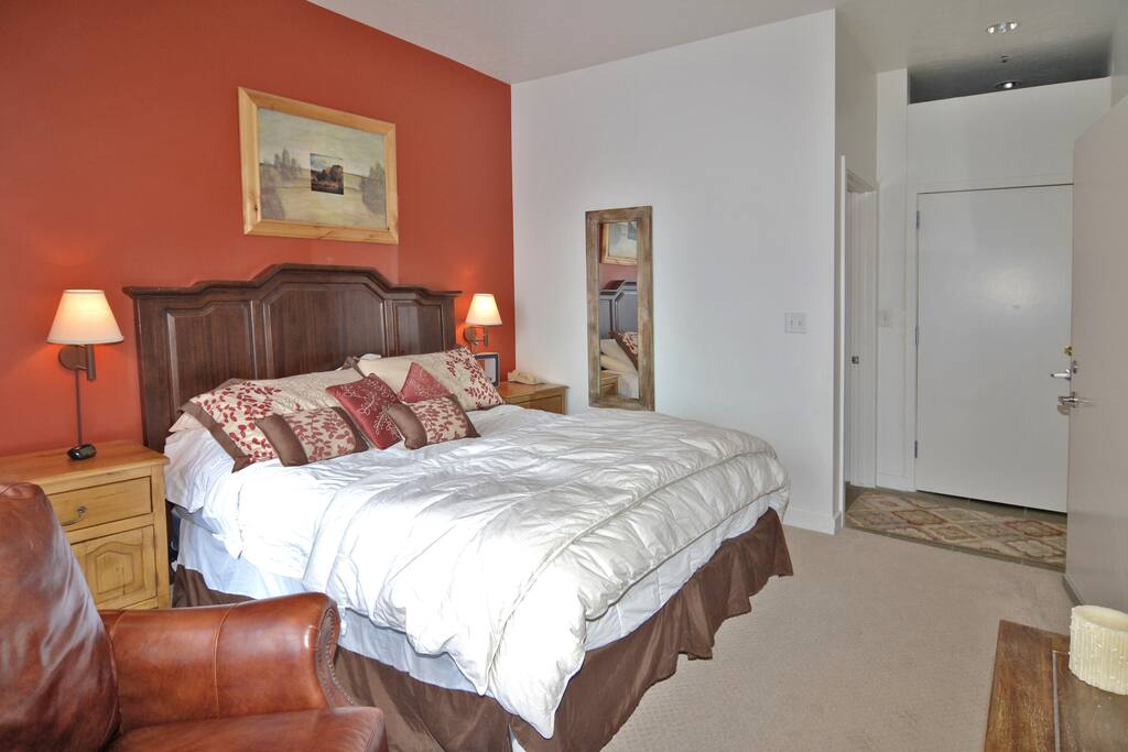 King size bed in 1st bedroom