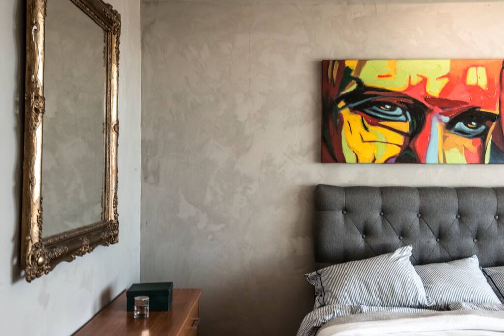 Your own designer bedroom painted in a rough grey mineral limestone colour.