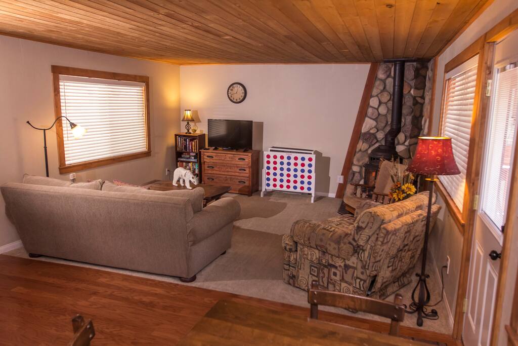 Gas heater behind the Connect 4. If power goes out, you'll be able to stay warm still.