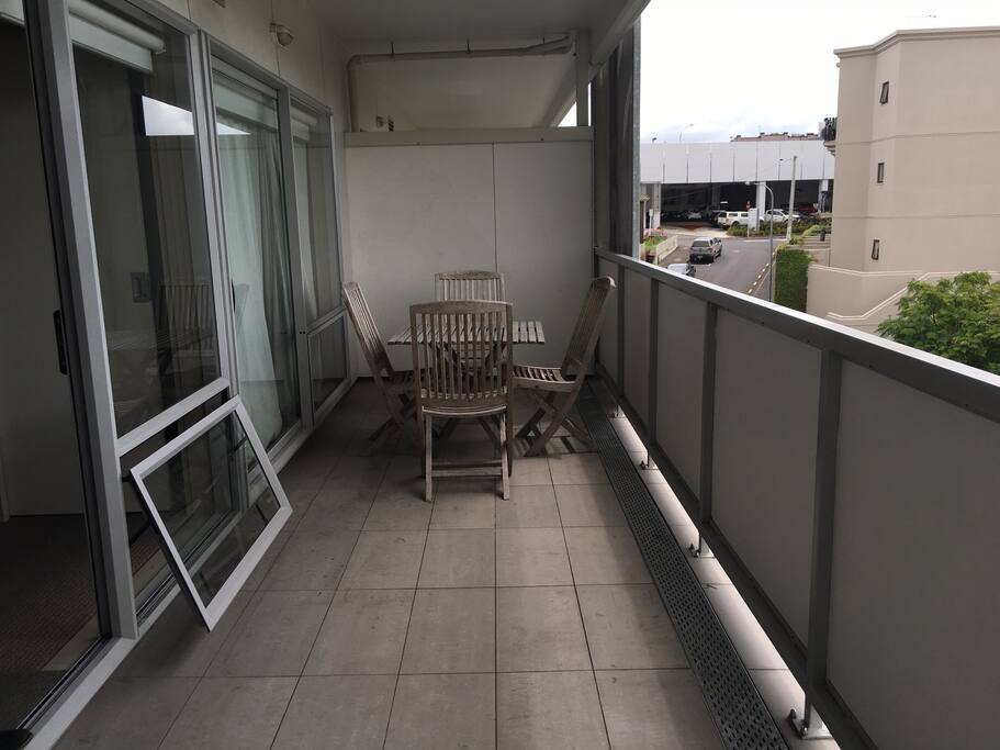 Large deck with table and seating for 4
