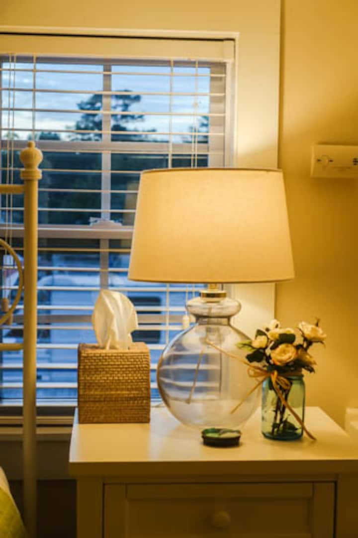 Peeking at marina from loft bedroom