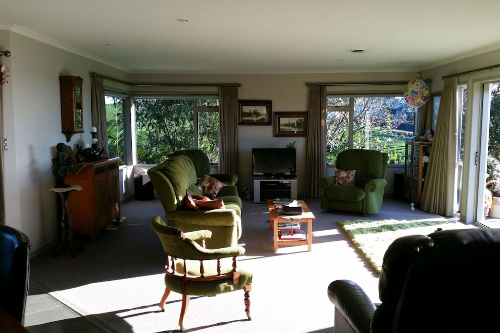 Early morning to late afternoon sun. Our home is warm and comfortable.