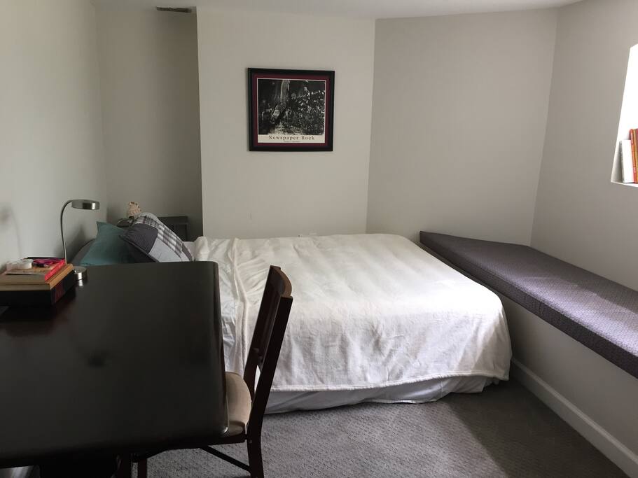 Study with an inflatable queen size bed.