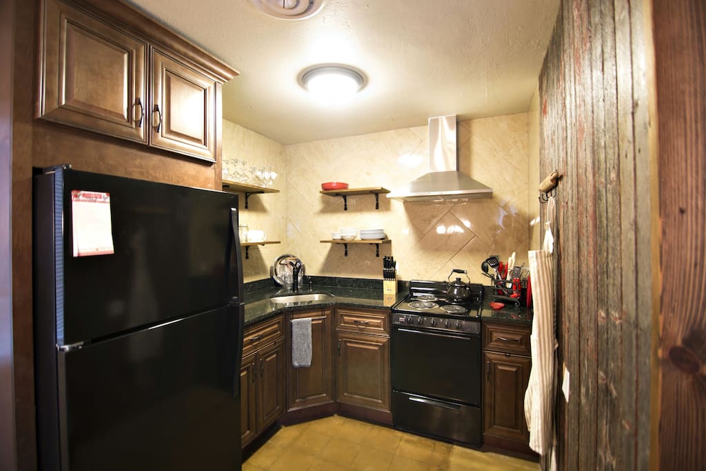compact but completely outfitted kitchen