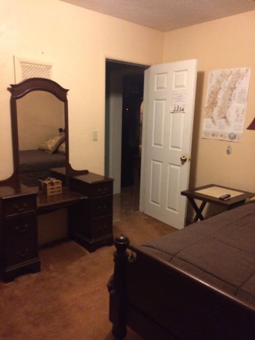 Small vanity can be used as desk for computer.