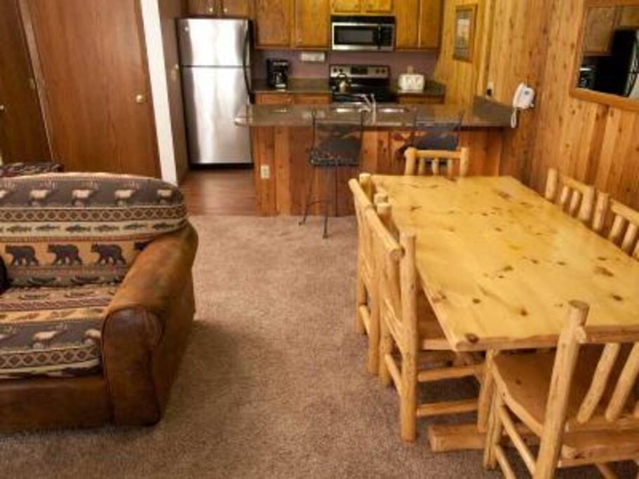 Dining table that seats six guests