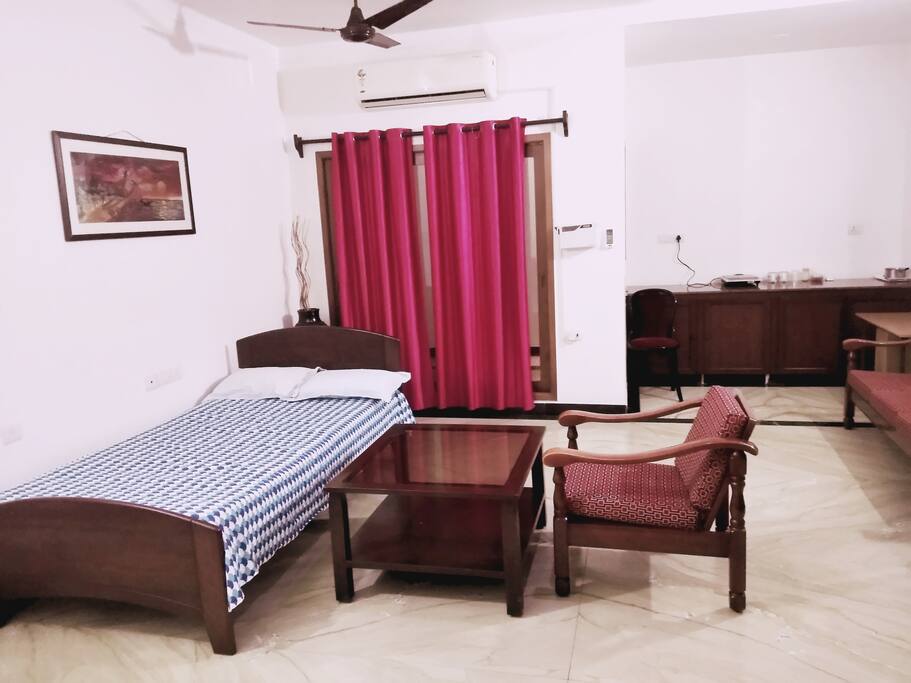 Living room with double bed