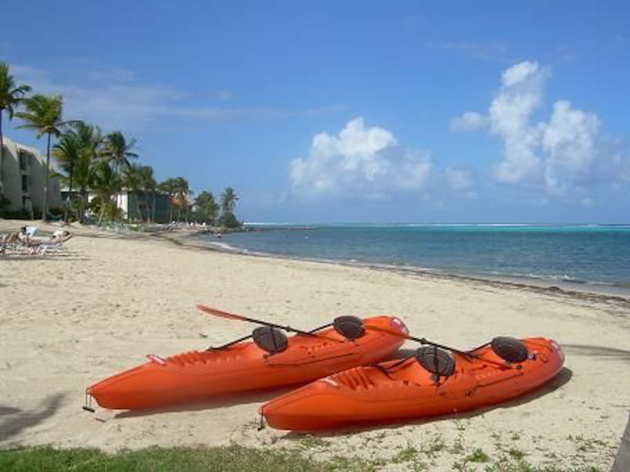 Enjoy our two tandem kayaks