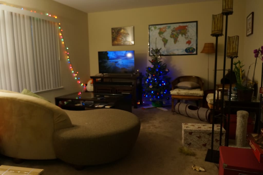 Living room with TV and Play Station.