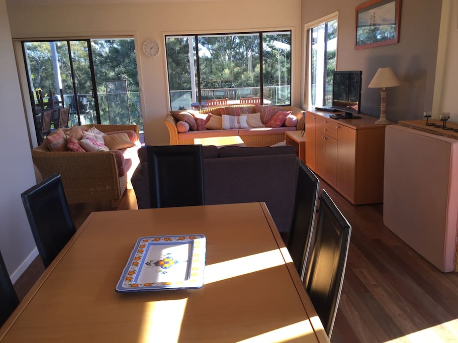 Large family sitting and dinning area