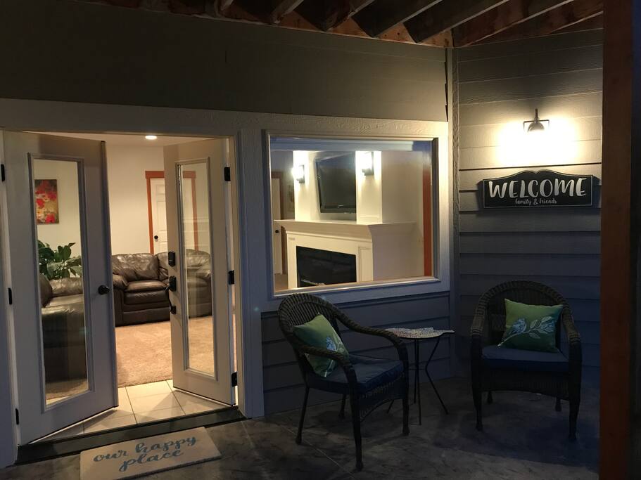 French doors and quaint patio