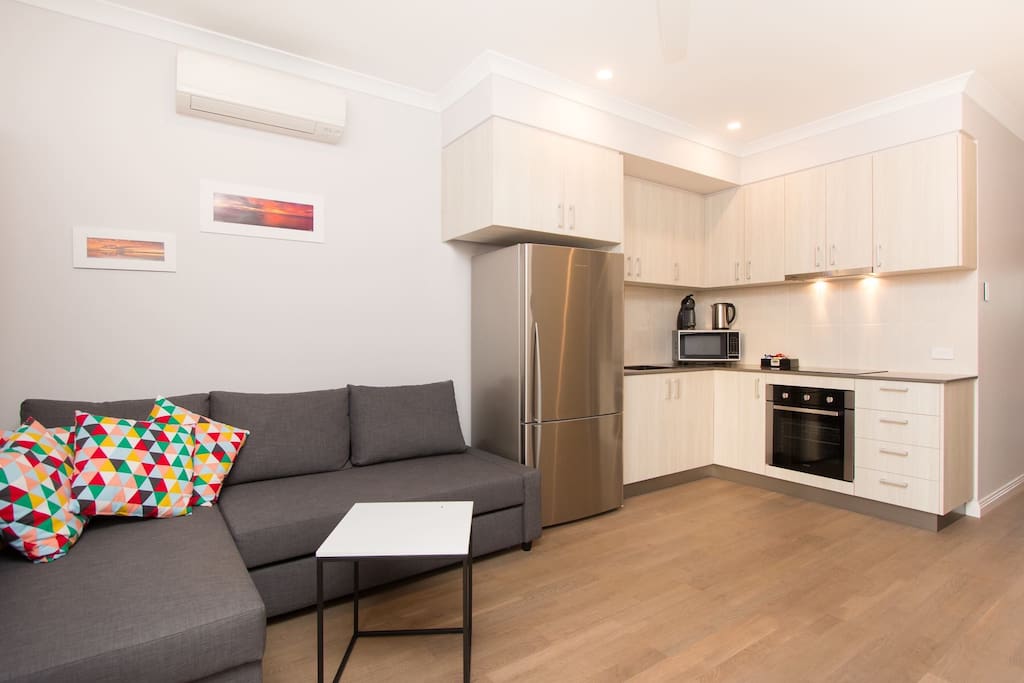 Spacious kitchen and lounge area