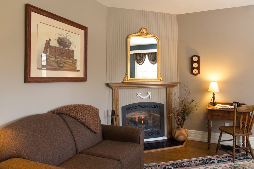 Cozy seating and working fireplace