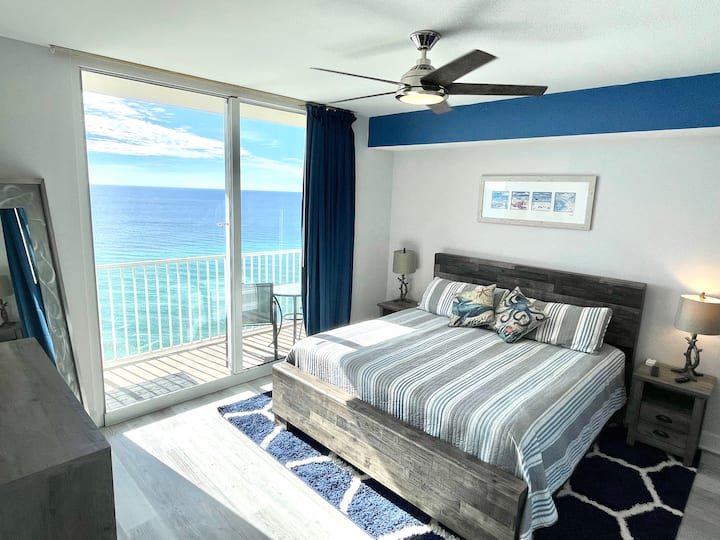 King size comfort and a 55” 4K TV in newly refinished and redecorated Master Suite with large private bath