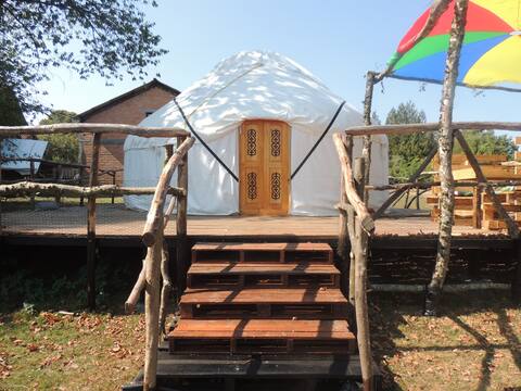 rustic yurt on small farm