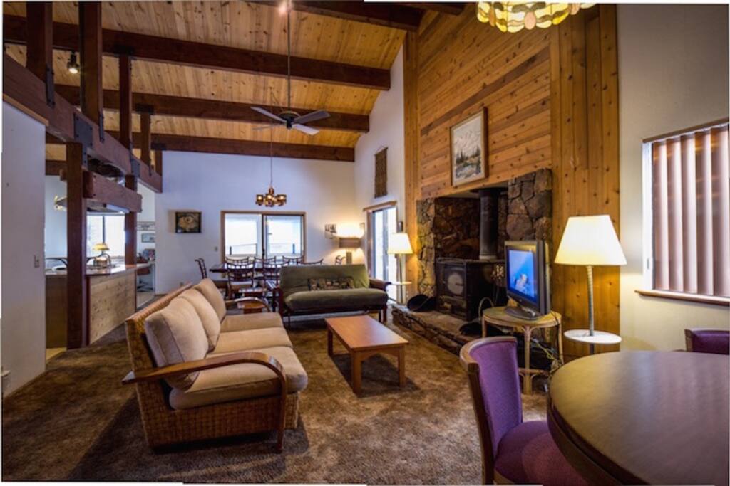Living Room with Wood-Burning Fireplace