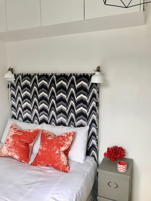 Vibrant colours of the smaller bedroom