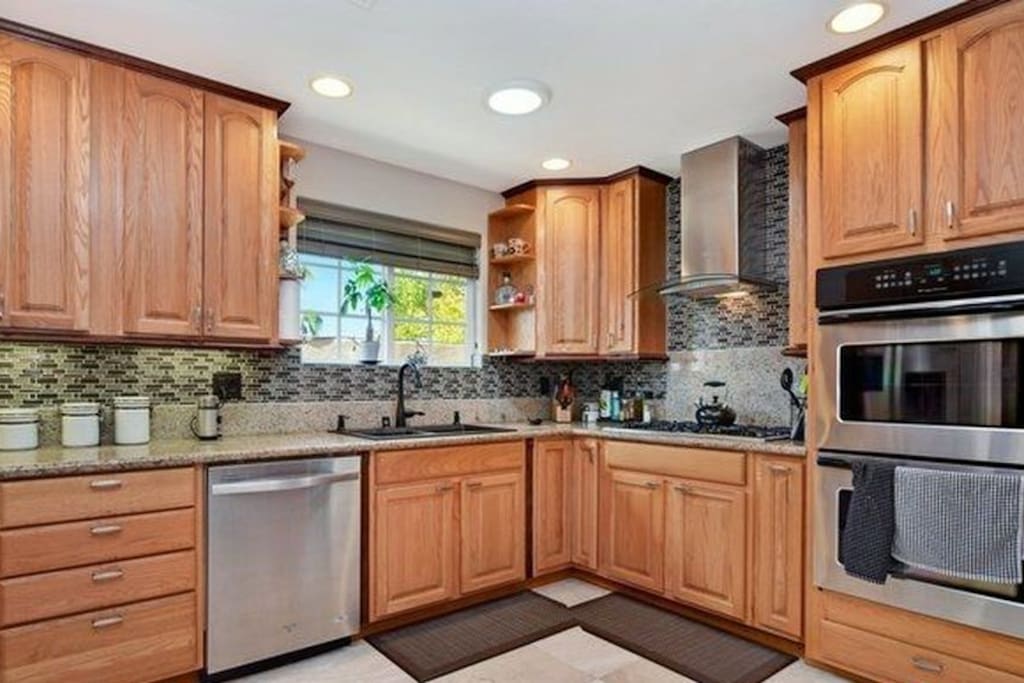 The kitchen is always light and bright thanks to it's solar tube skylight