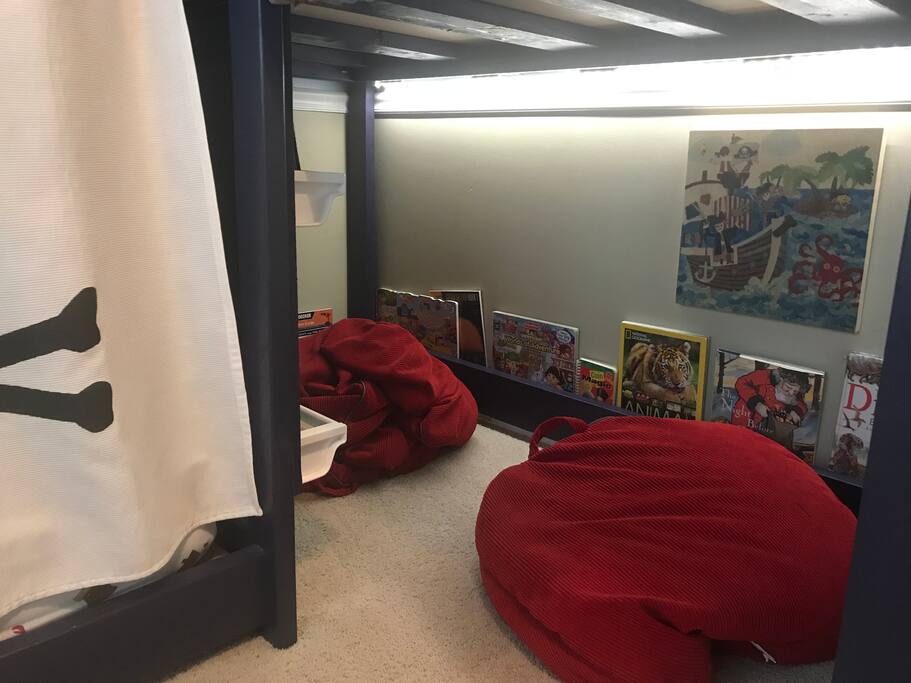 Reading hideout under bunk beds