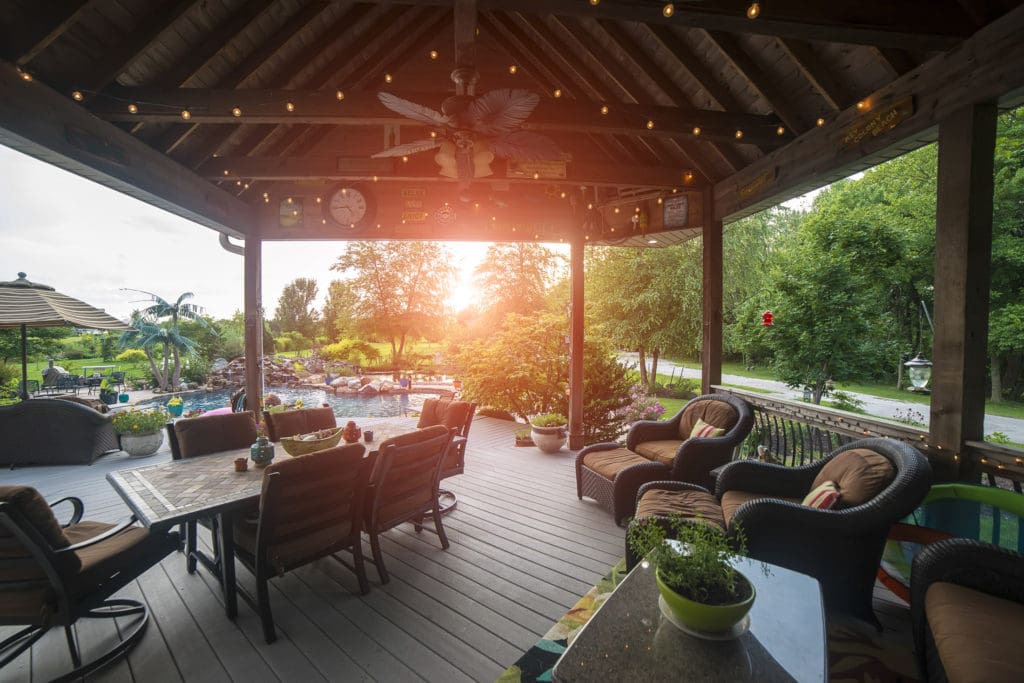 Covered Porch Overlooking Pool