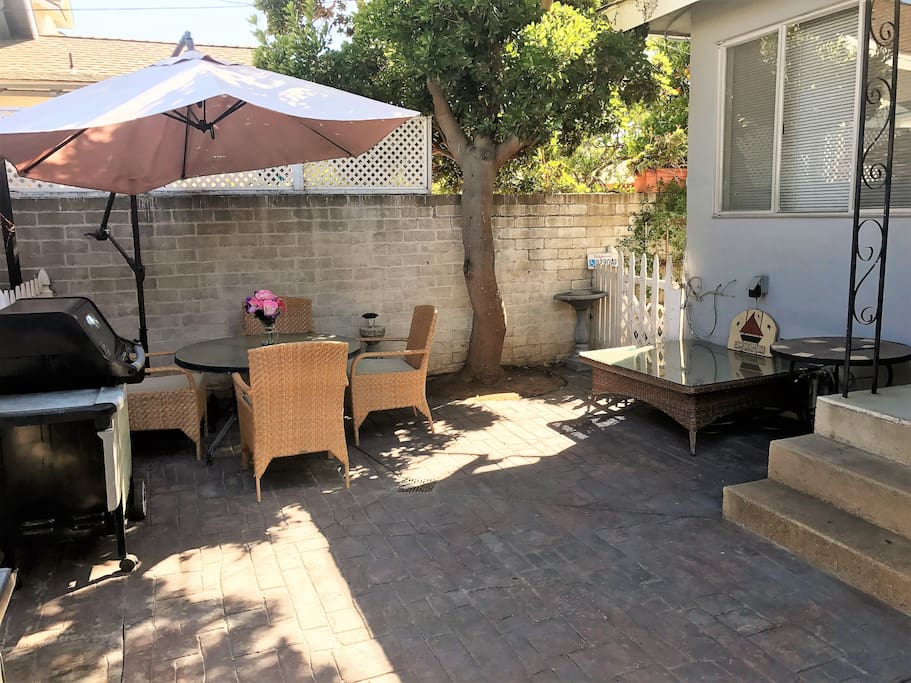 Outdoor dining area and BBQ for your exclusive use.