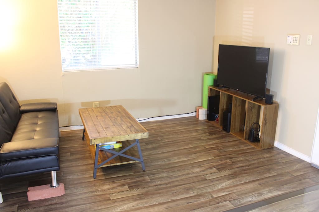 Apartment is full-wooden floor