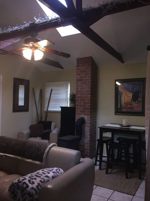 Dining area and vaulted ceilings