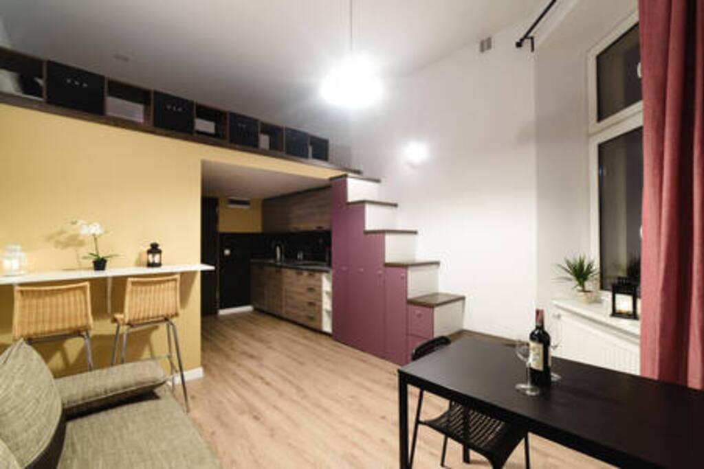 View on the apartment from the corner in the back