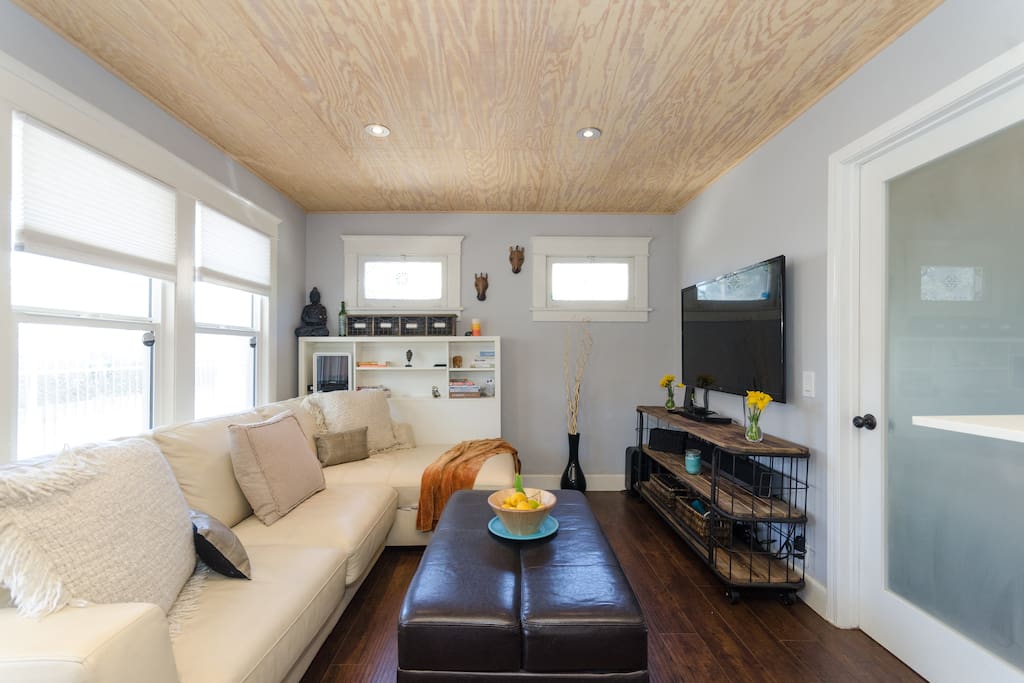 Plenty of room for everyone on this oversized large couch/sofa bed