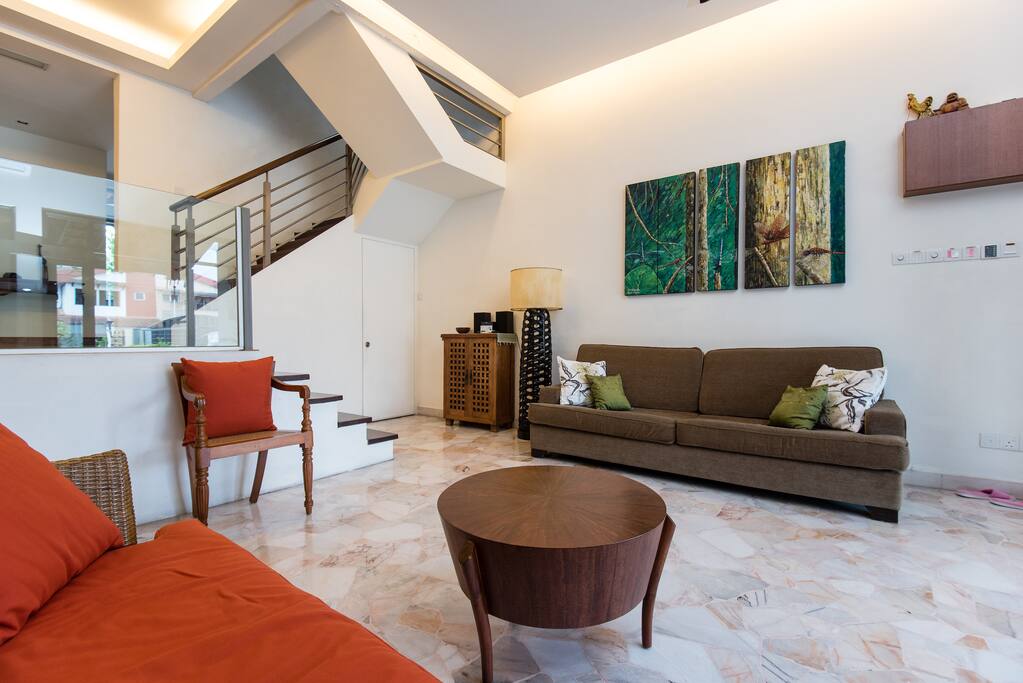 Living Hall - furniture and paintings are imported from Bali