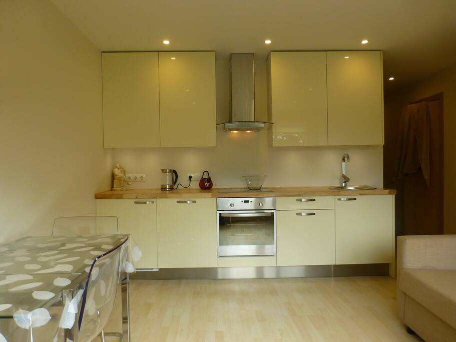 Kitchen-lounge leading into the entrance lobby