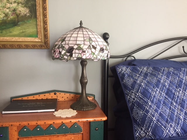 Chambre 3 lampes de lecture Master Tiffany et artiste de Houston local, tables de nuit David Marsh