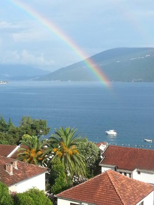 View from balcony to bay of Kotor