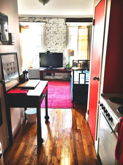 Kitchen into living room