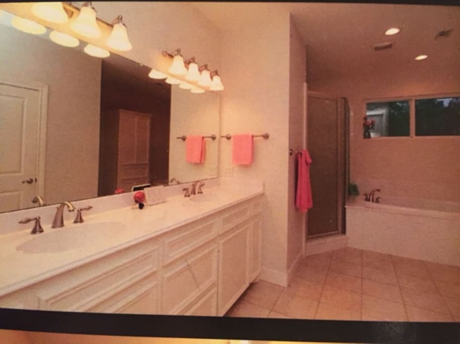 Double sink attached bathroom