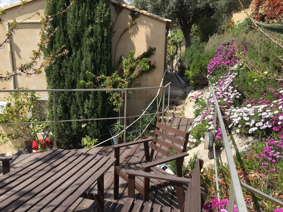 Terrasse privative contiguë à la maison