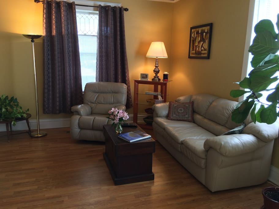 Living room with 52" TV and Netflix