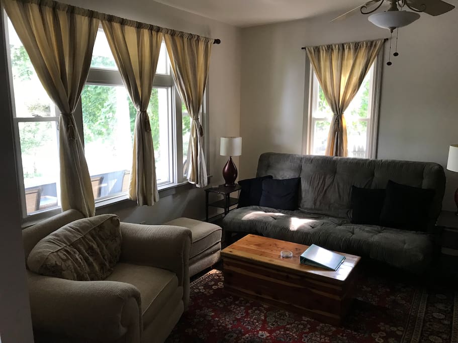 Living Room shown overlooking front porch