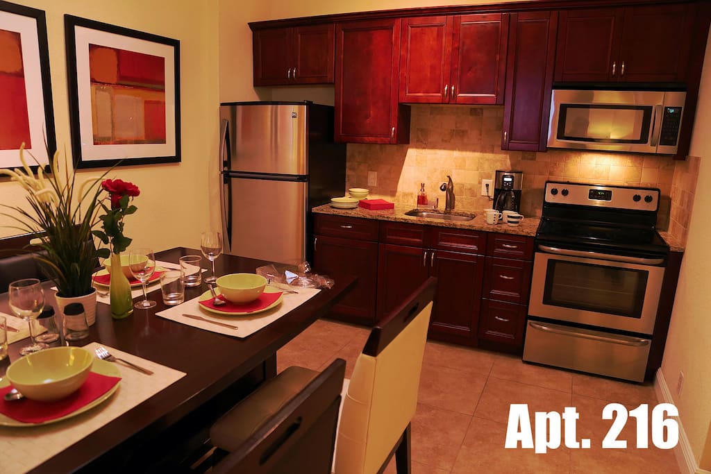 Dining Room / Kitchen
All design furniture and appliances are NEW.
